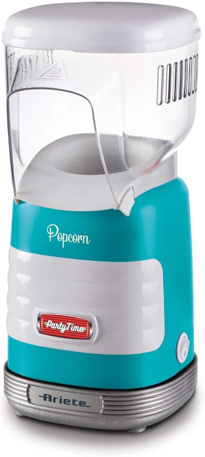 پاپ کورن ساز برقی آریته ایتالیا مدل Ariete Party Time 2956 | رنگ آبی | بدنه شفاف و ظرفیت بالا برای استفاده خانگی